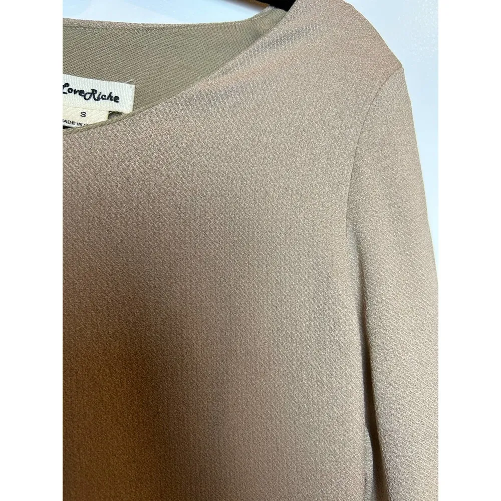 Love Riche Tan A Line Dress Size Small Neutral Preppy Skater Dress - Image 3