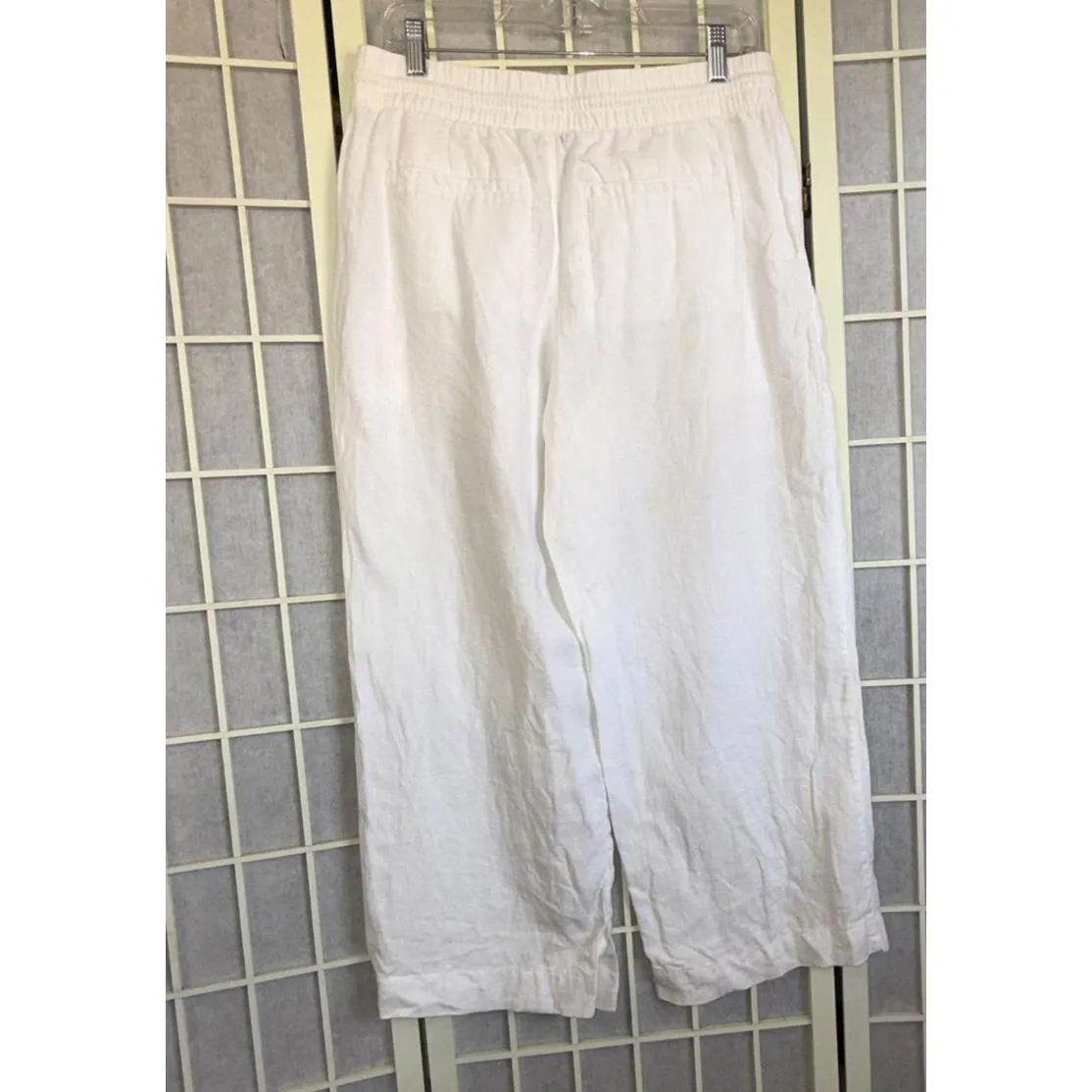 Athleta Cabo Linen Wide Leg White Elastic Minimalist Old Money Relaxed Pants 8 - Image 3