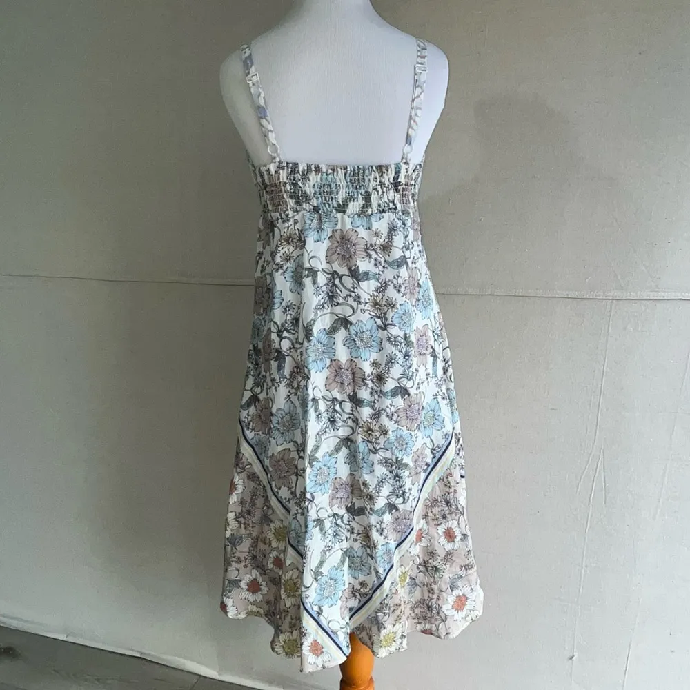 Hale Bob Sylvie Linen Cotton Tank Button Down Dress Tie front Floral XS - Image 3