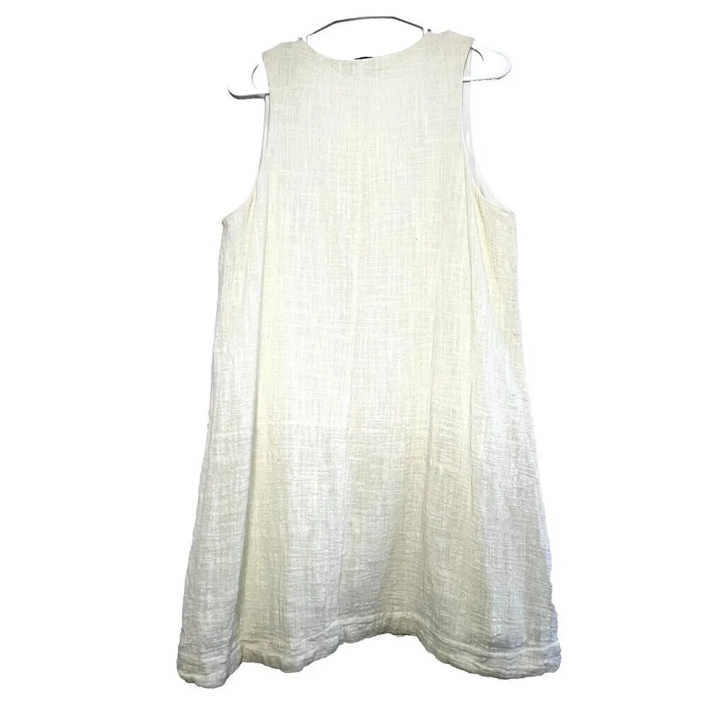 Embroidered floral cream Jodifl vneck  bohemian womens dress sleeveless  size L. - Image 4