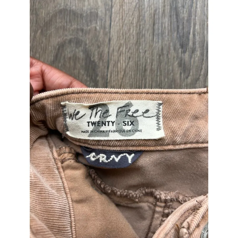 We The Free Tan CRVY Cord Lace Up Flare Jeans Size 26 - Image 9