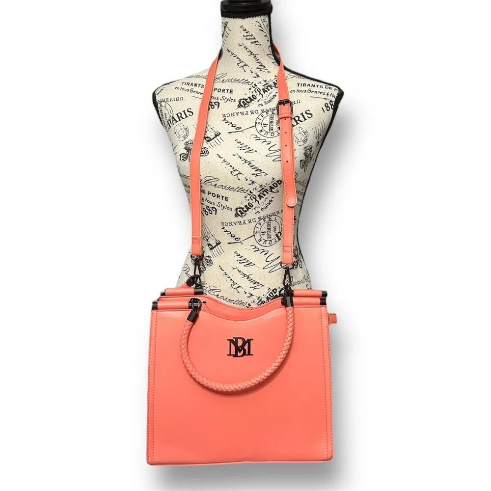 Badgley Mischka Coral Vegan Leather Crossbody Bag Braided Handle Zip Top NWT - Image 2