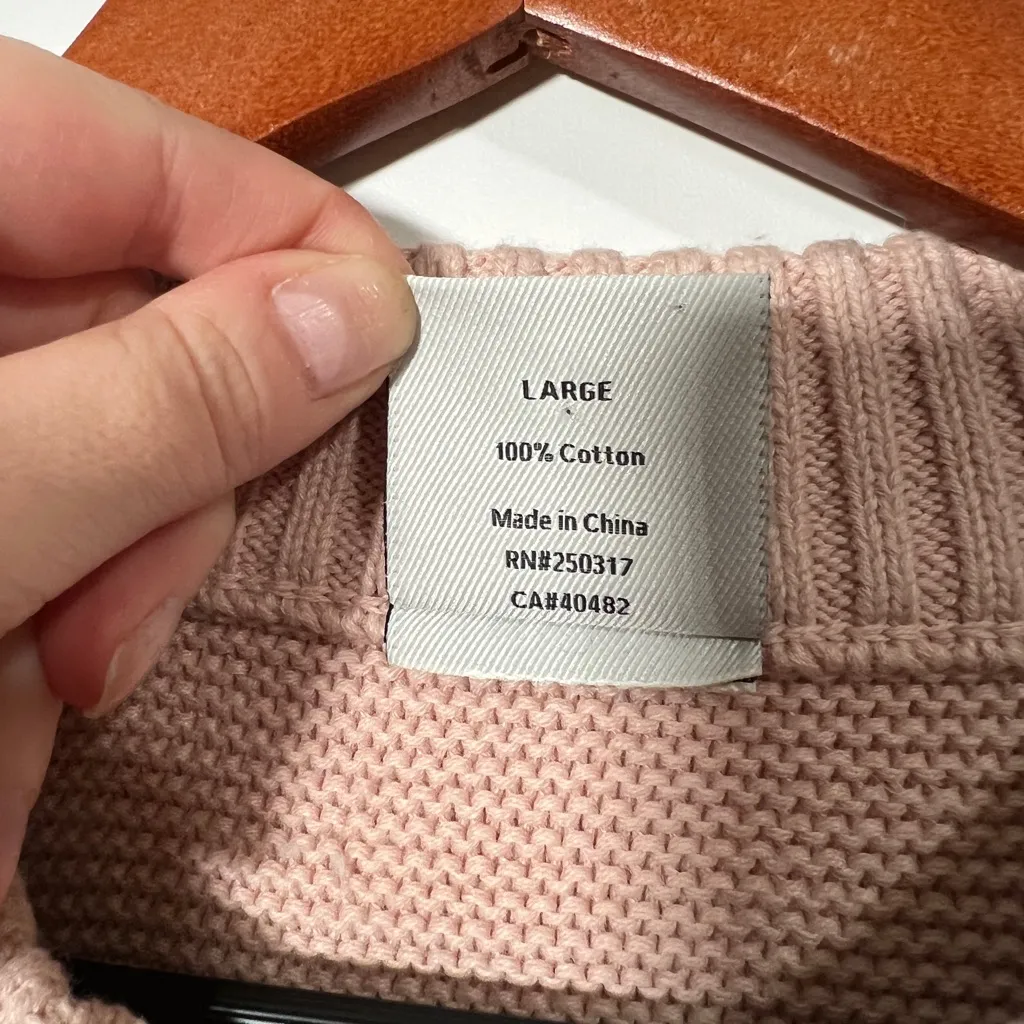 Varley Menlo Top Sweater in Pearl Knit Pink Size Large with Chest Pocket - Image 6