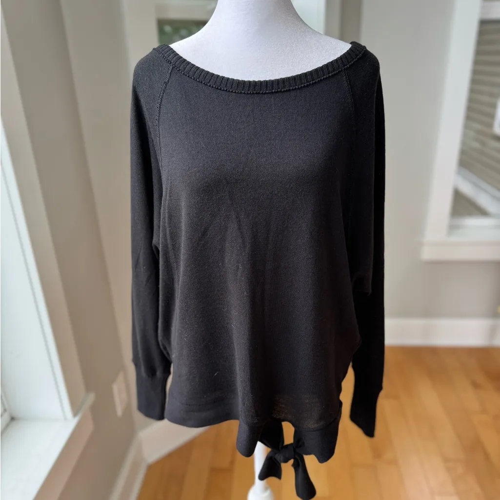 Express Black Off the Shoulder Boat Neck Tie Hem Sweater Size XS - Image 8