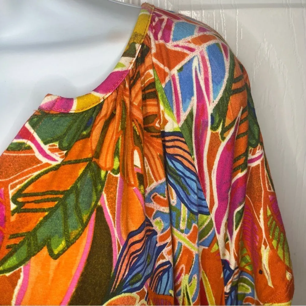 C&C California Floral Tropical Jersey Dress Short Sleeve Orange Plus Size 1X NWT - Image 4