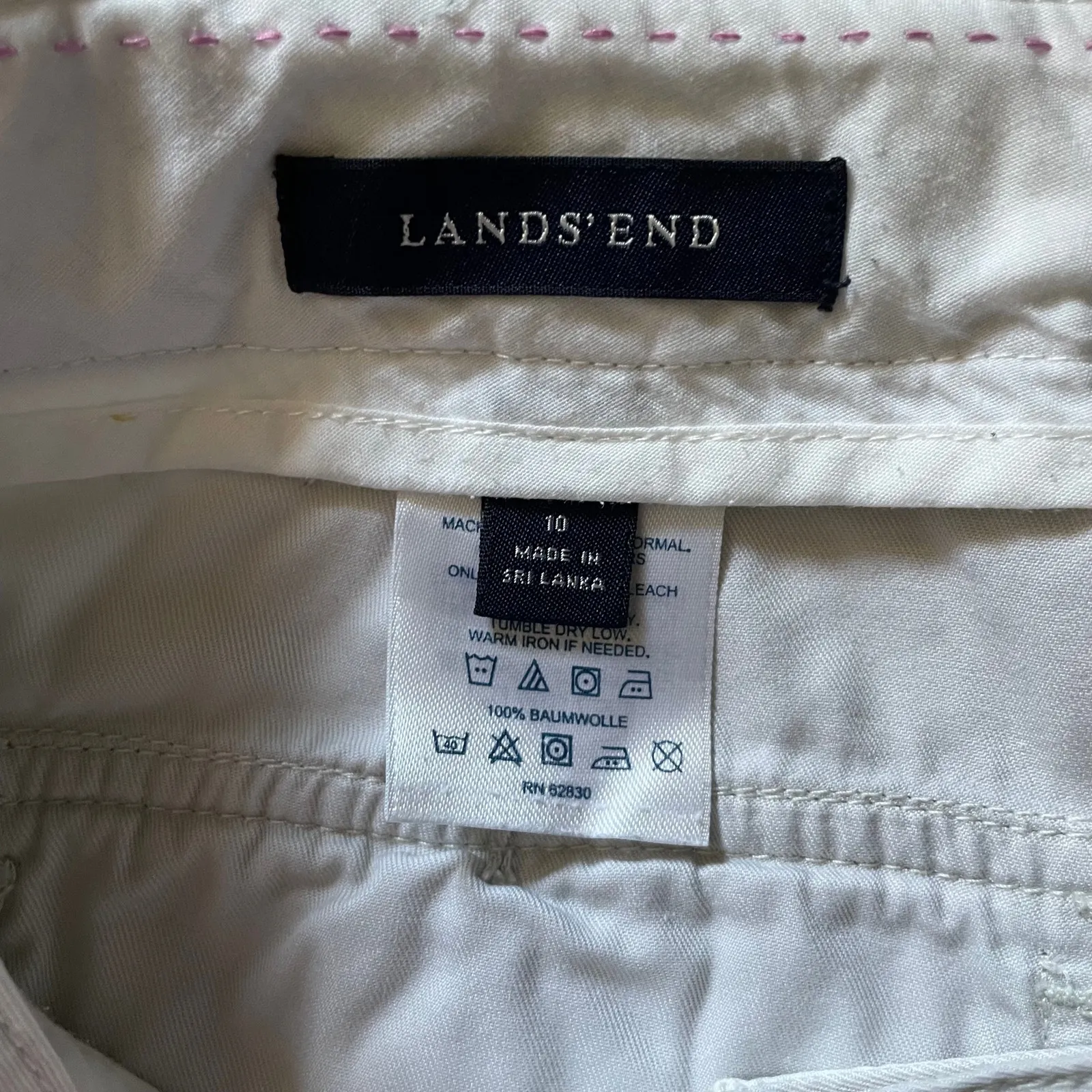 Lands' End Light Khaki Wide Leg Capri Pants - Size 10 - 100% Cotton - Mid Rise - Image 3