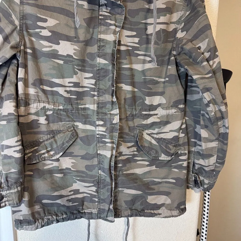 Sebby Hooded Jacket Lightweight Camo Cinch Waist Size S full zip - Image 2