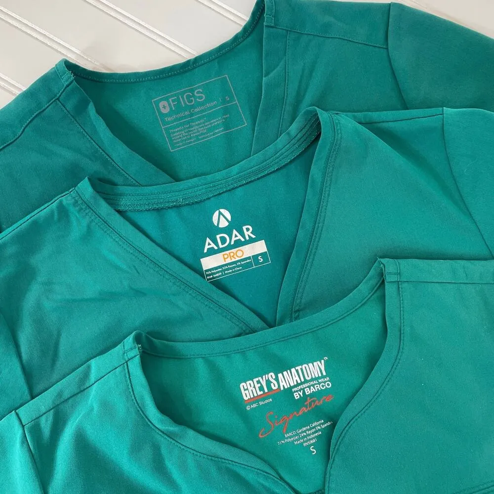 FIGS Adar & Greys Anatomy Women’s Green Scrubs Medical Tops Bundle Size S - Image 6
