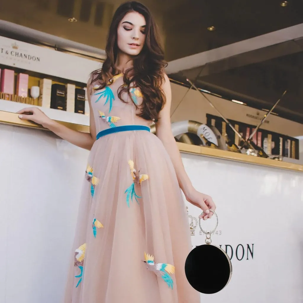 ⚡Women's Evening Cocktail Party Prom Selighting Round Velvet Black Clutch Bag - Image 2