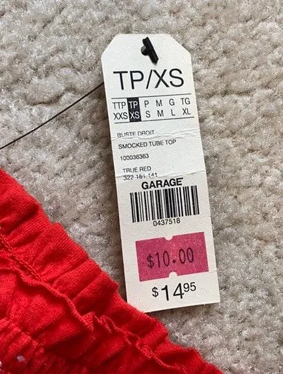 Garage Red Tube Top NWT - Image 2