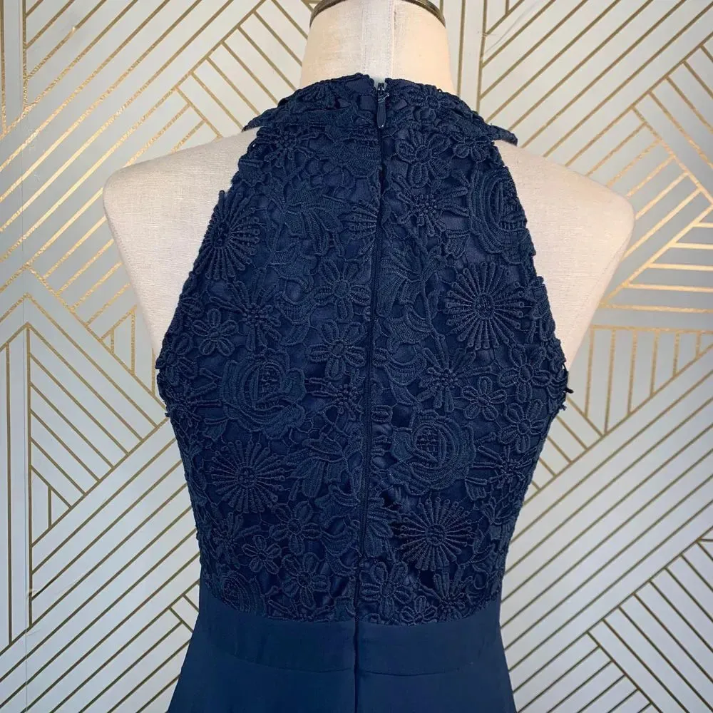 Lulus  Love‎ Poem Lace Halter Gown in Navy Blue - Image 9