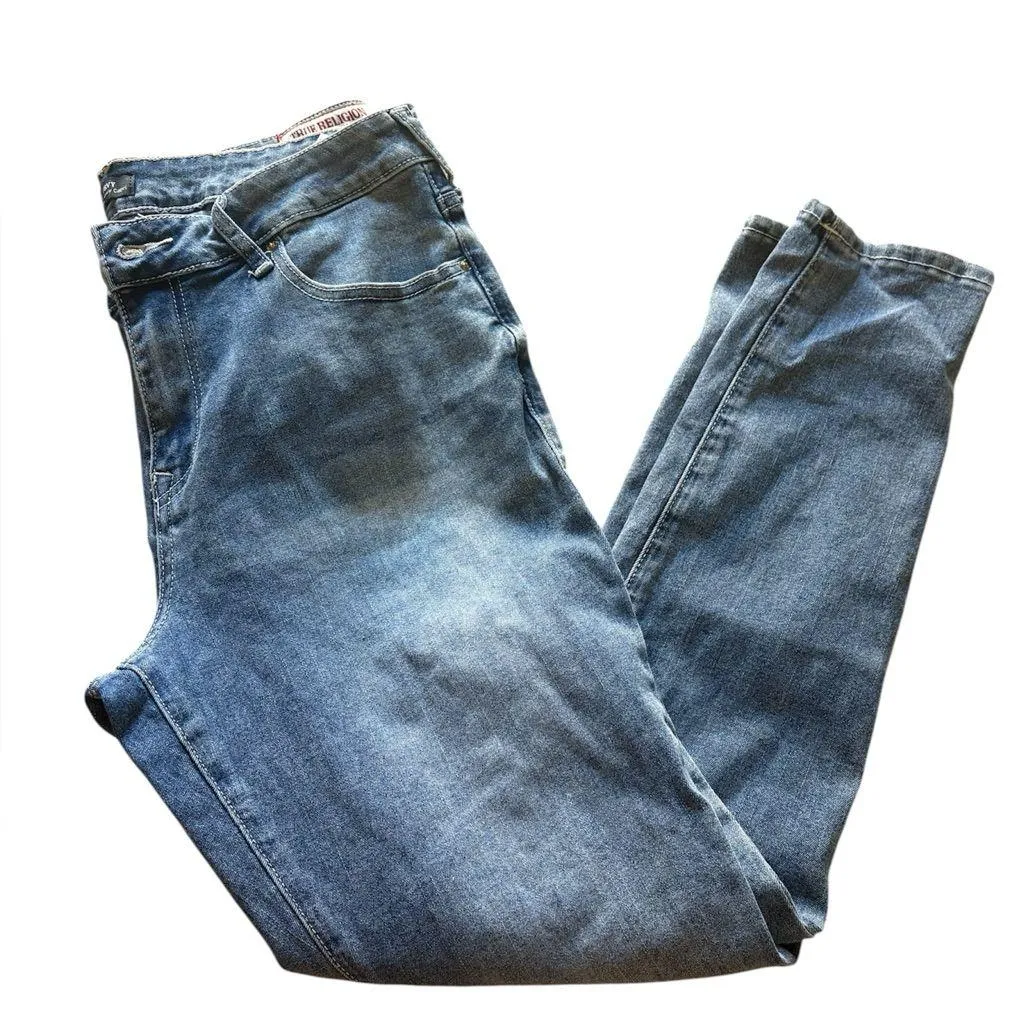 True Religion Blue Jeans with Tan Details - Image 9