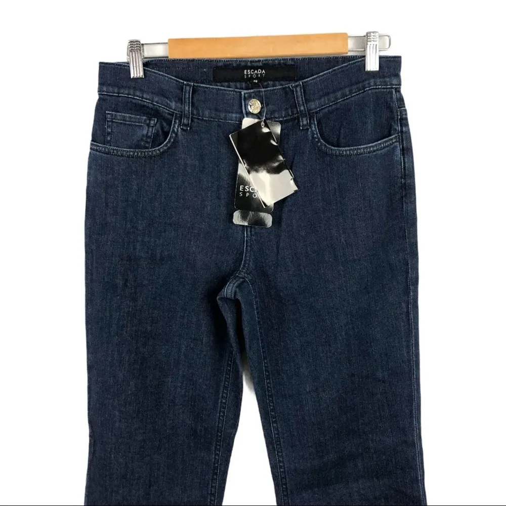 New Escada Sport High Rise Straight Leg Jeans Dark Wash Size 38 Women's Denim - Image 4