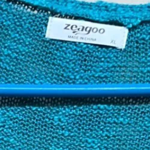 Zeagoo Women Blue Green Crochet Knit Open Front Duster Cardigan Sweater XL - Image 3