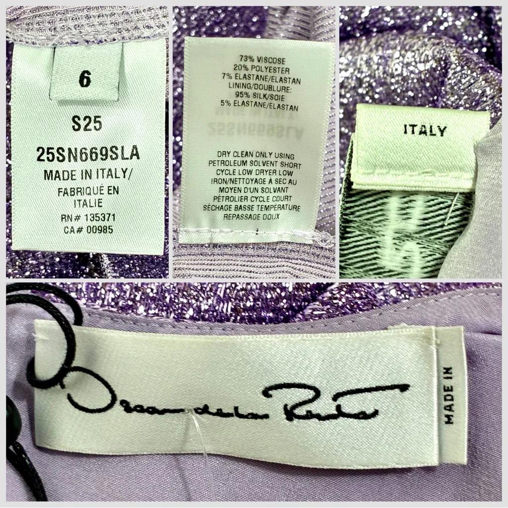 Oscar de la Renta Lame Column Gown Maxi Dress Metallic Lavender 6 NWT - Image 6