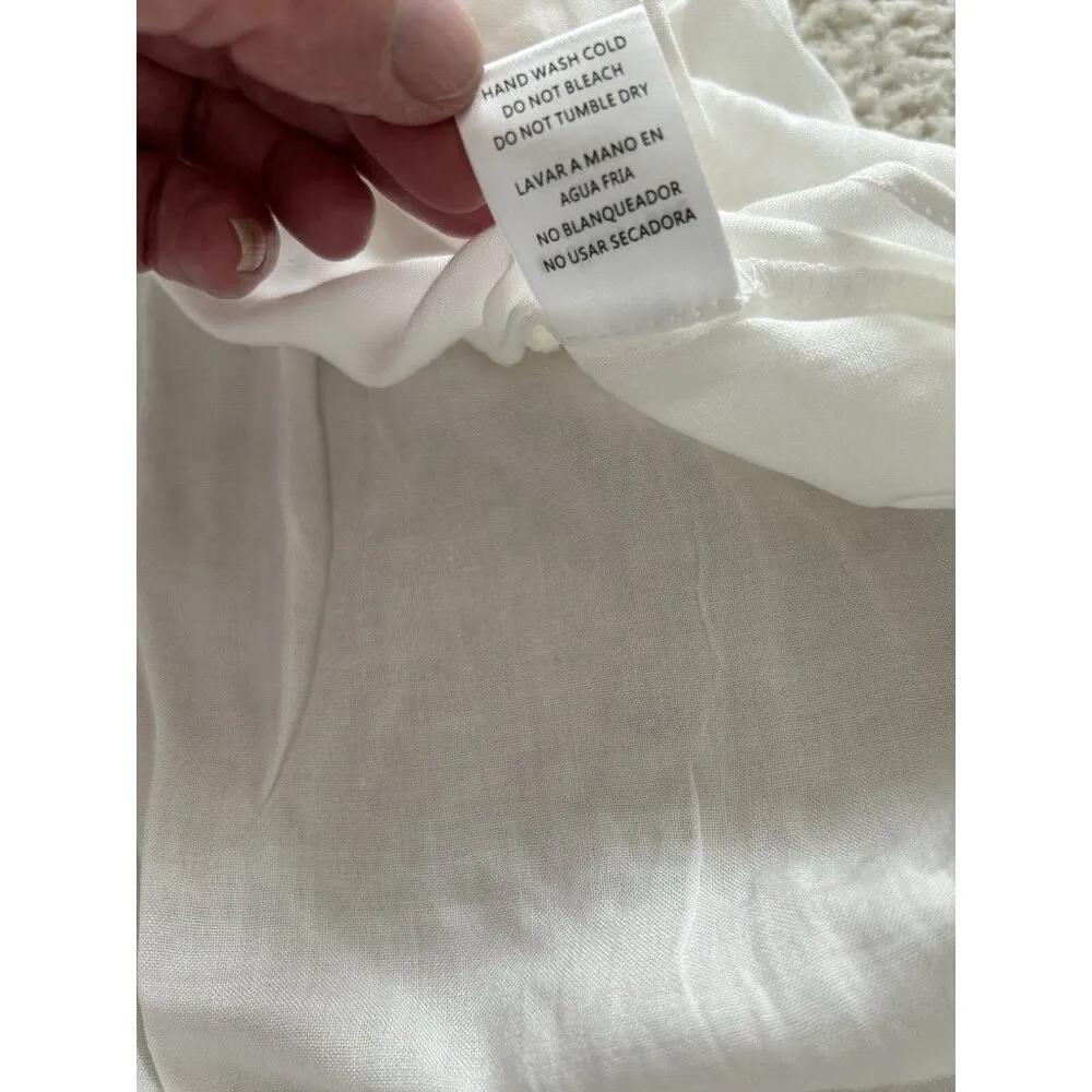 Endless Rose Blouse Top Round Neck 3/4 Bell Sleeve Front Lace Panel White Sz L - Image 6