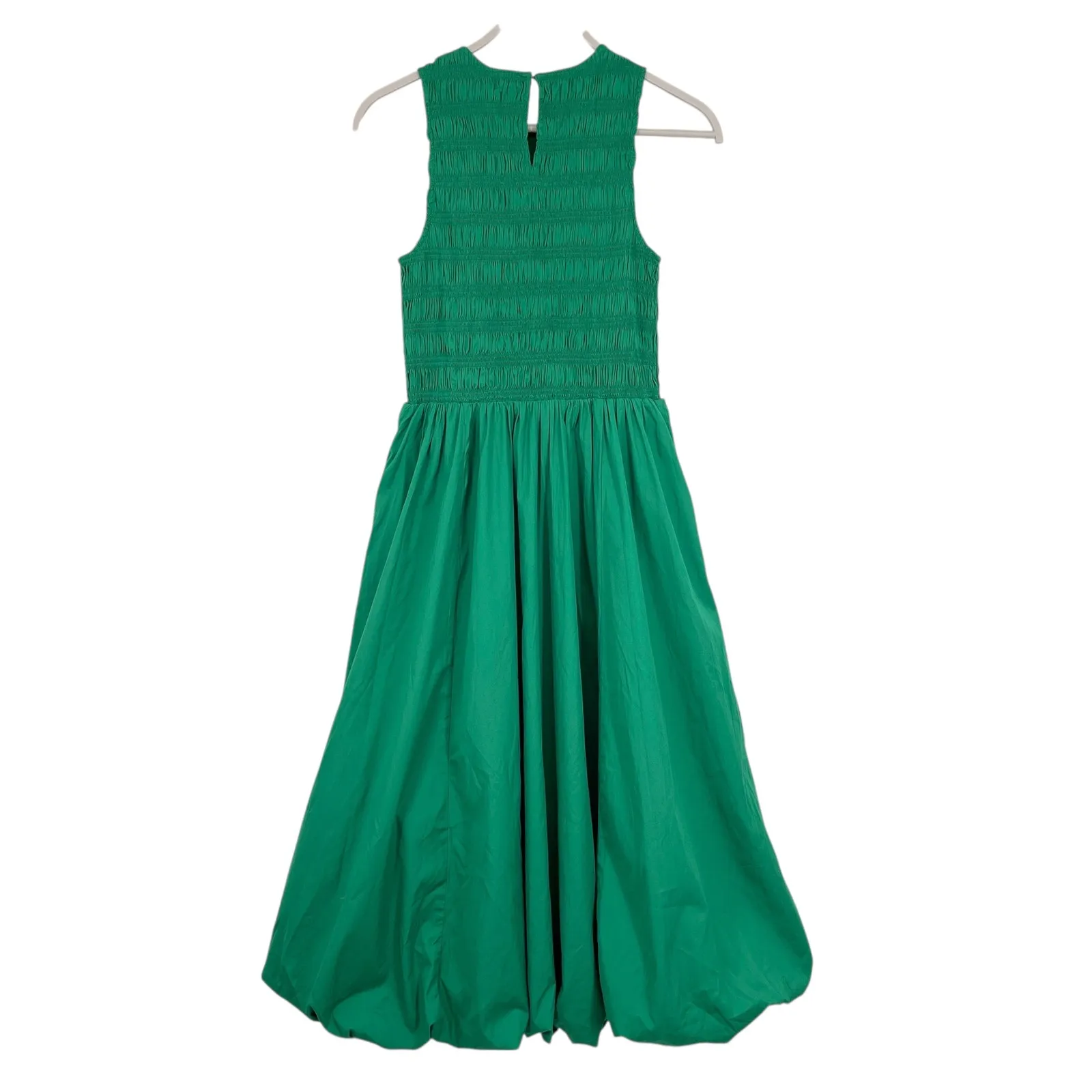 Madewell The Melody Bubble Hem Smocked Midi Dress Poplin Small Verdant Green NWT - Image 10