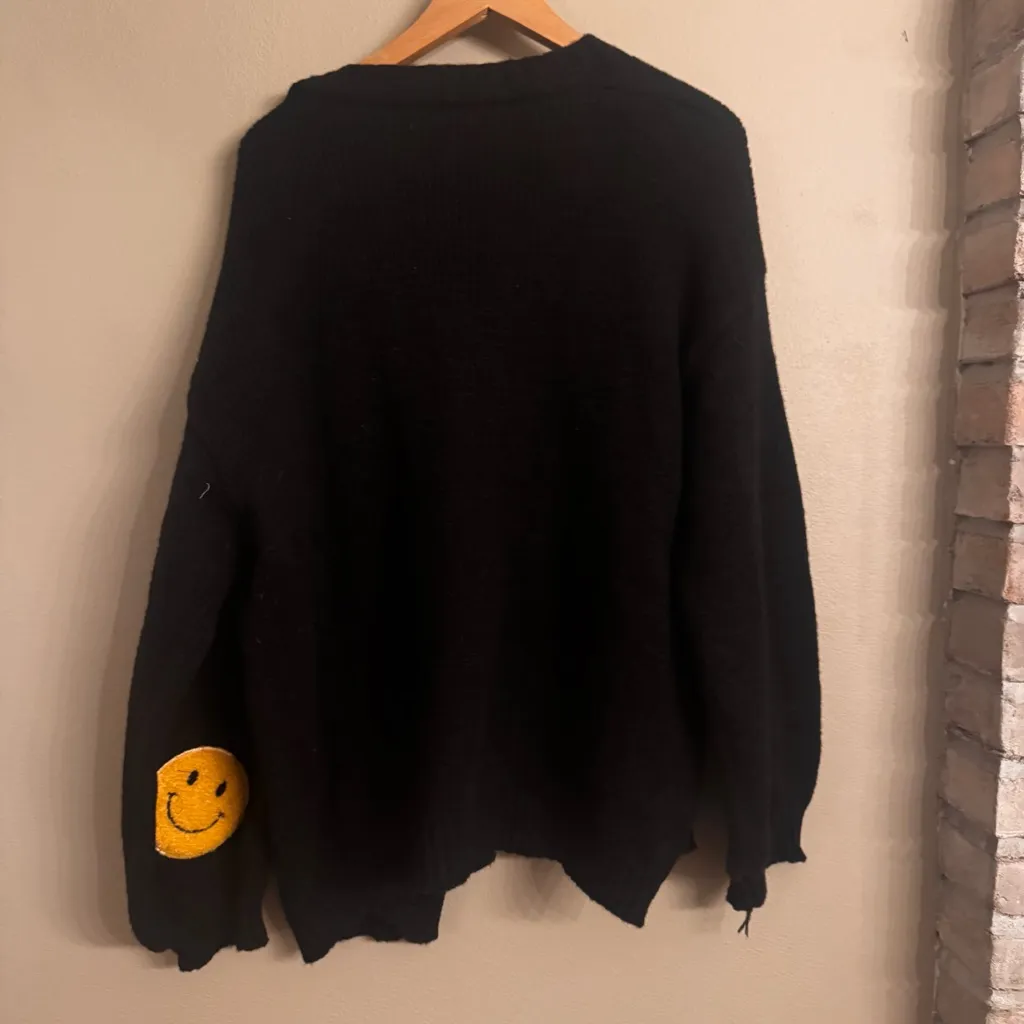 TALULAH Smiley Face Cardigan Sweater Black Size L - Image 4