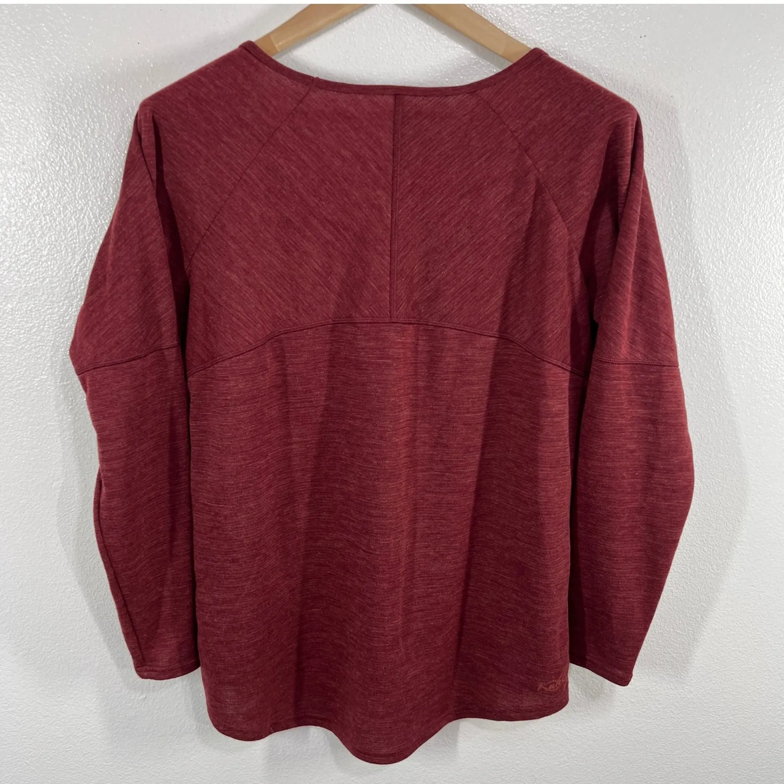 KUHL Womens Virgin Wool Blend Long Sleeve Top Red Scoop Neck Pullover Size Large - Image 4