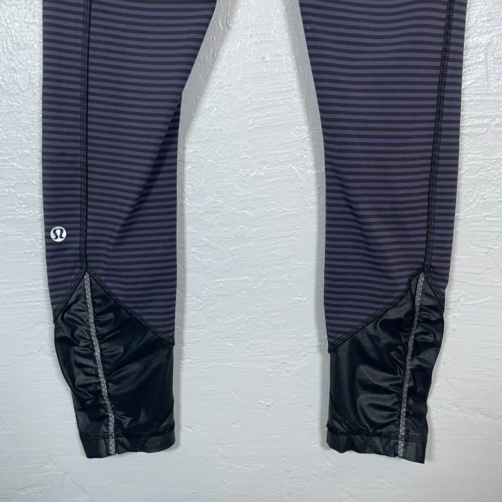 Lululemon Women 2 Pace Queen Tight Stripe Cadet Blue Black Athleisure Workout - Image 5