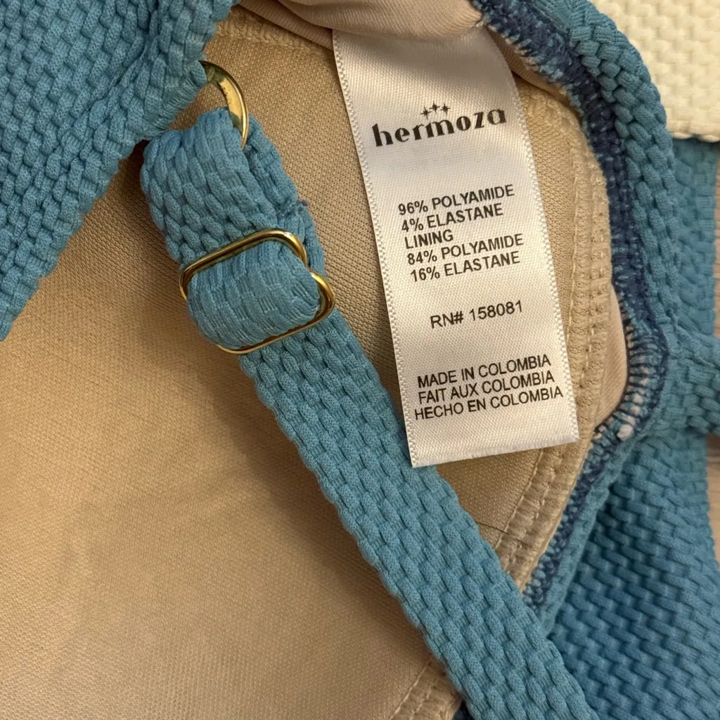 Hermoza Lucia Square Neck Bikini Top and Belted Bottoms Blue Size 2 - Image 6