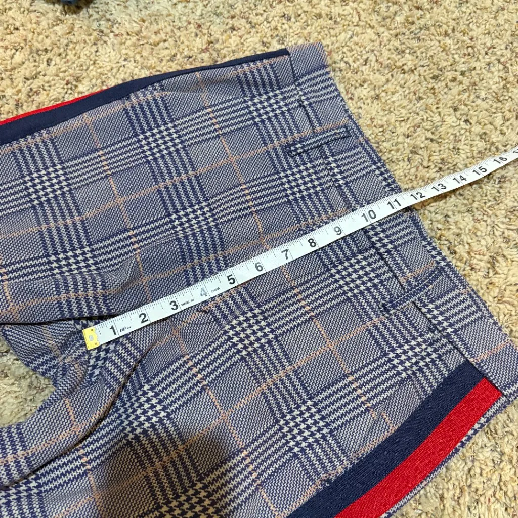 Mother The Shaker Prep Fray Happy People Read And Drink Coffee Plaid Pants Blue Size 26 - Image 15