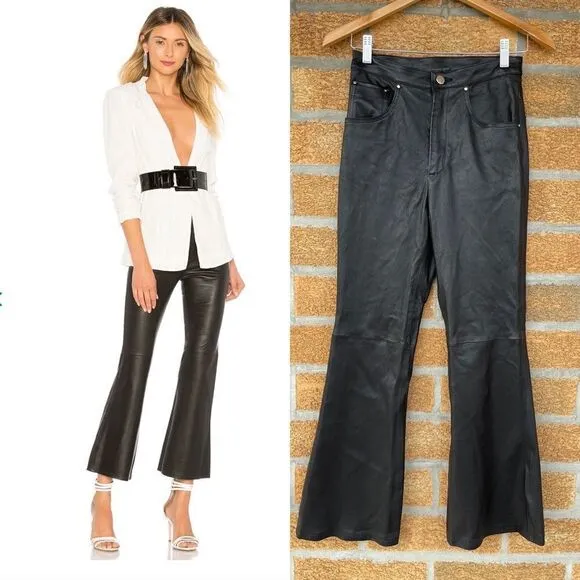 Lovers + Friends Leather Kick Flare leather pants small - Image 2