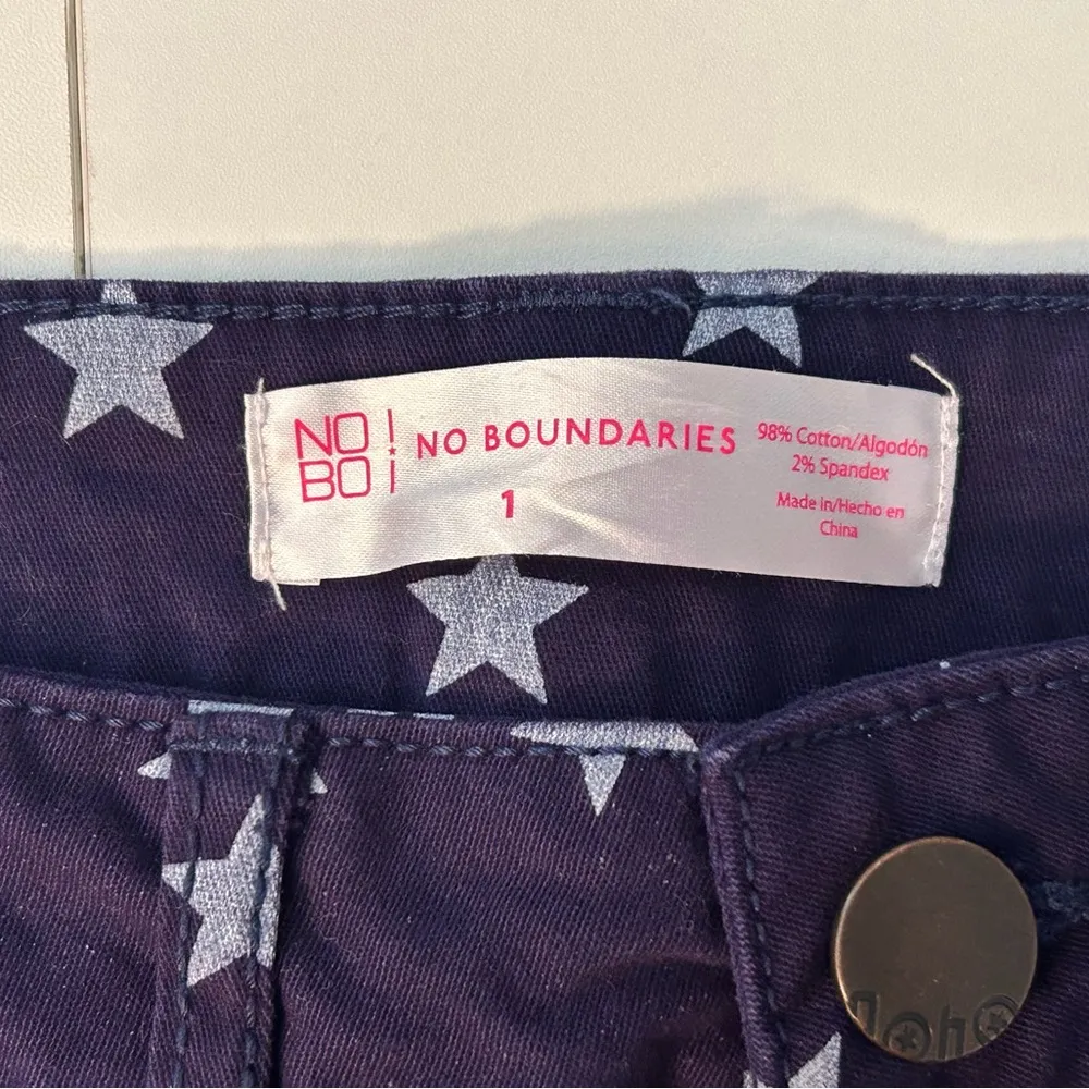 No Boundaries Blue and White Jean Shorts Star Pattern - Image 3