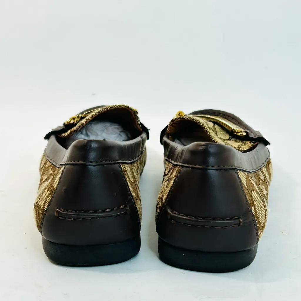 Coach “Olive” Signature Brown Driving Moccasin Loafer, Jacquard Canvas, size 8.5 - Image 9