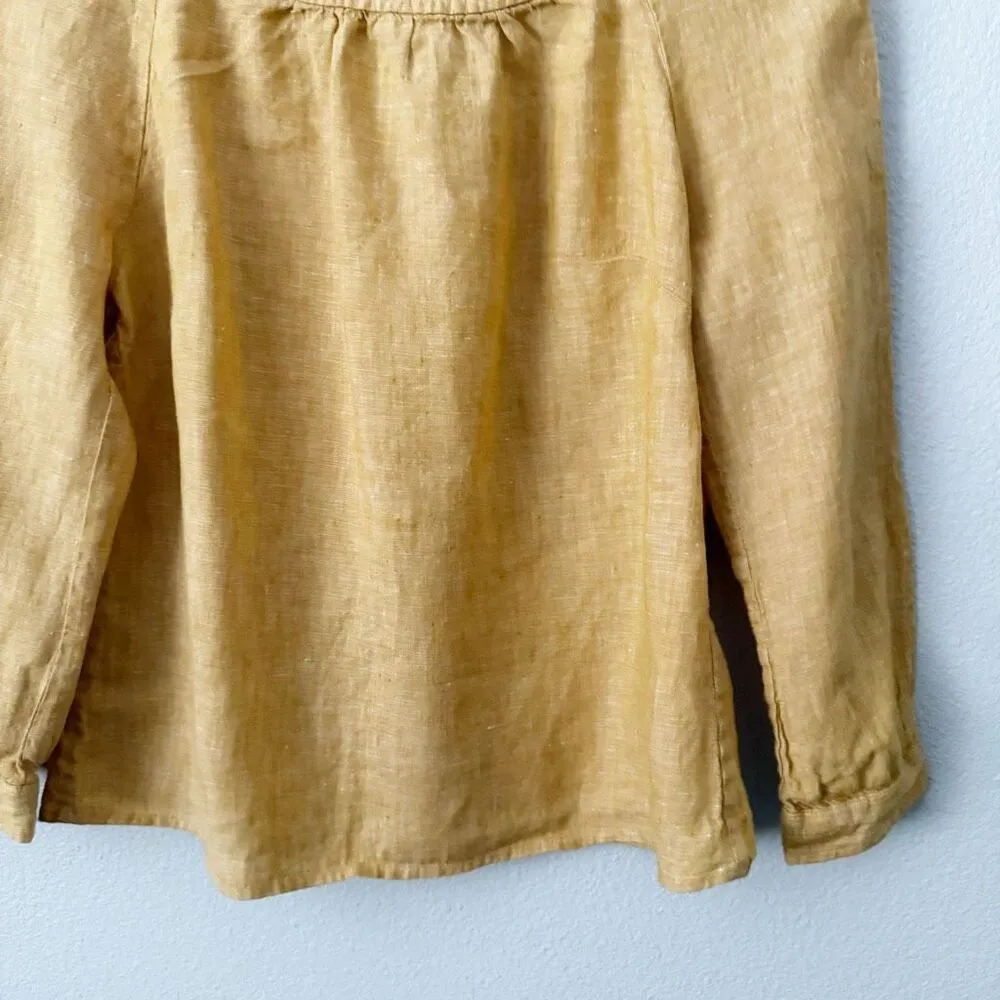BODEN | Katie Top Blouse Sunflower Yellow Linen Button Back Closure | Size 4 - Image 4