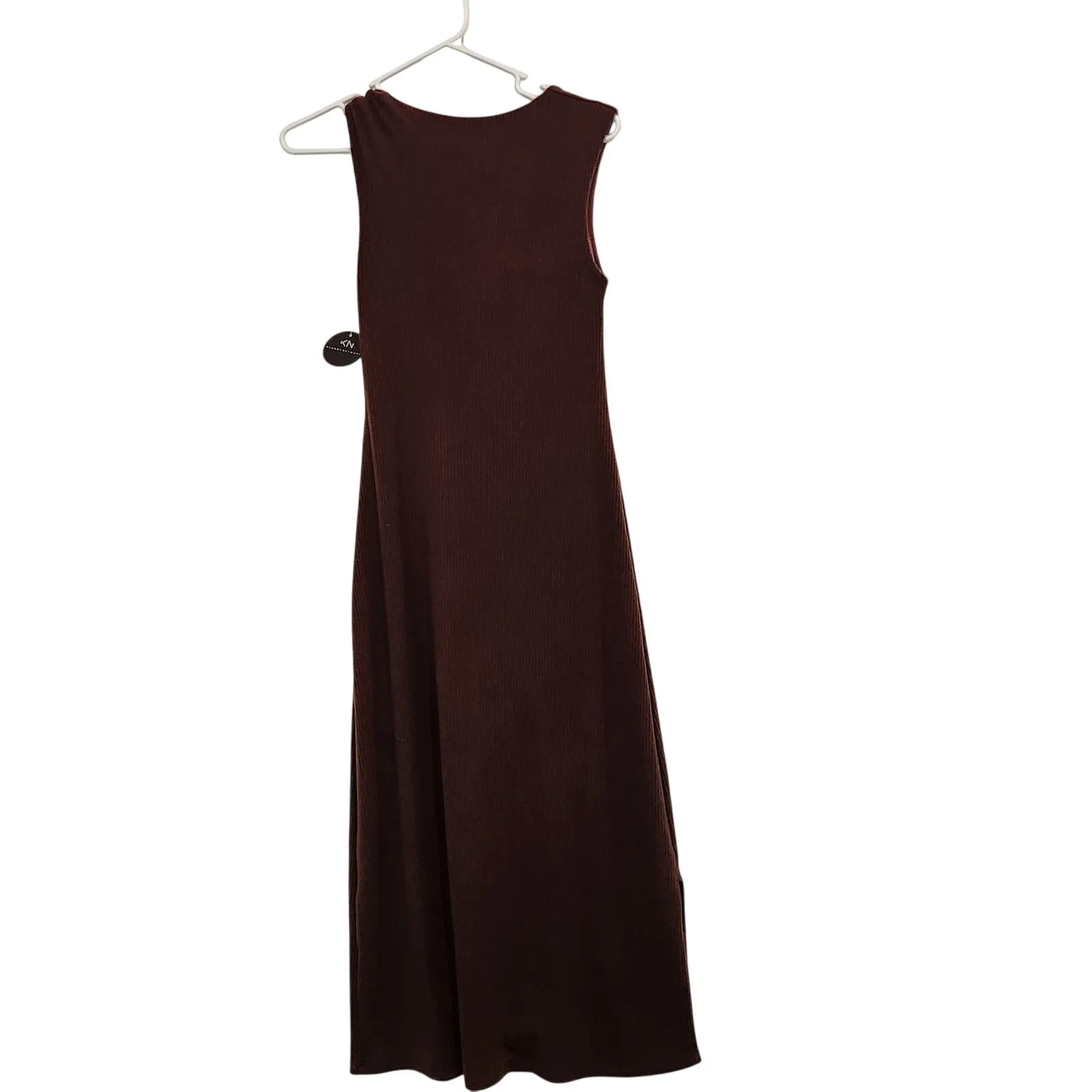 Klassy Network Brown Knit Ribbed Sleeveless Sweetheart Maxi Brami Dress Medium - Image 2