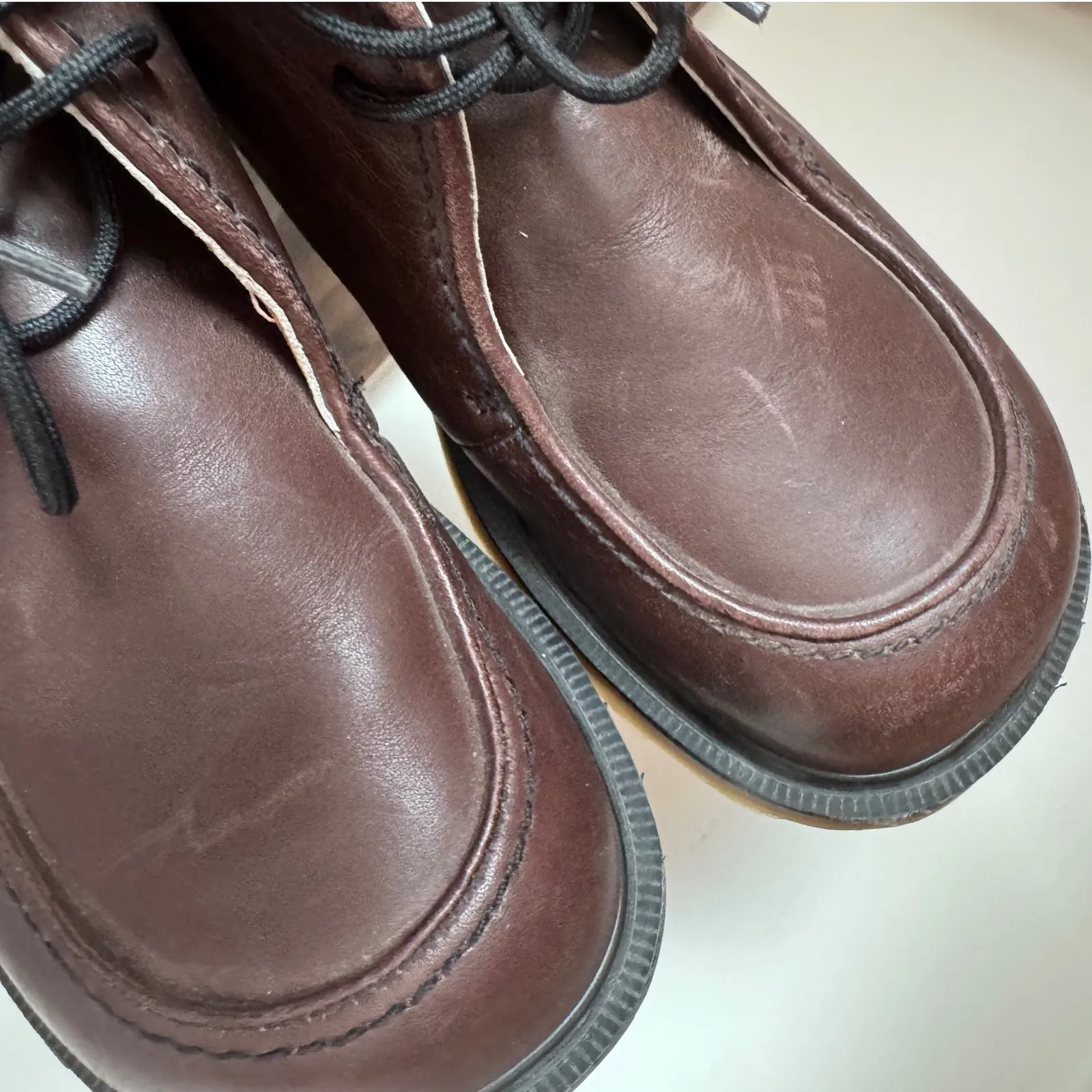 Vintage Dr. Martens UK sz4 Chunky Brown Lace Up Platform Loafer Made In England - Image 13