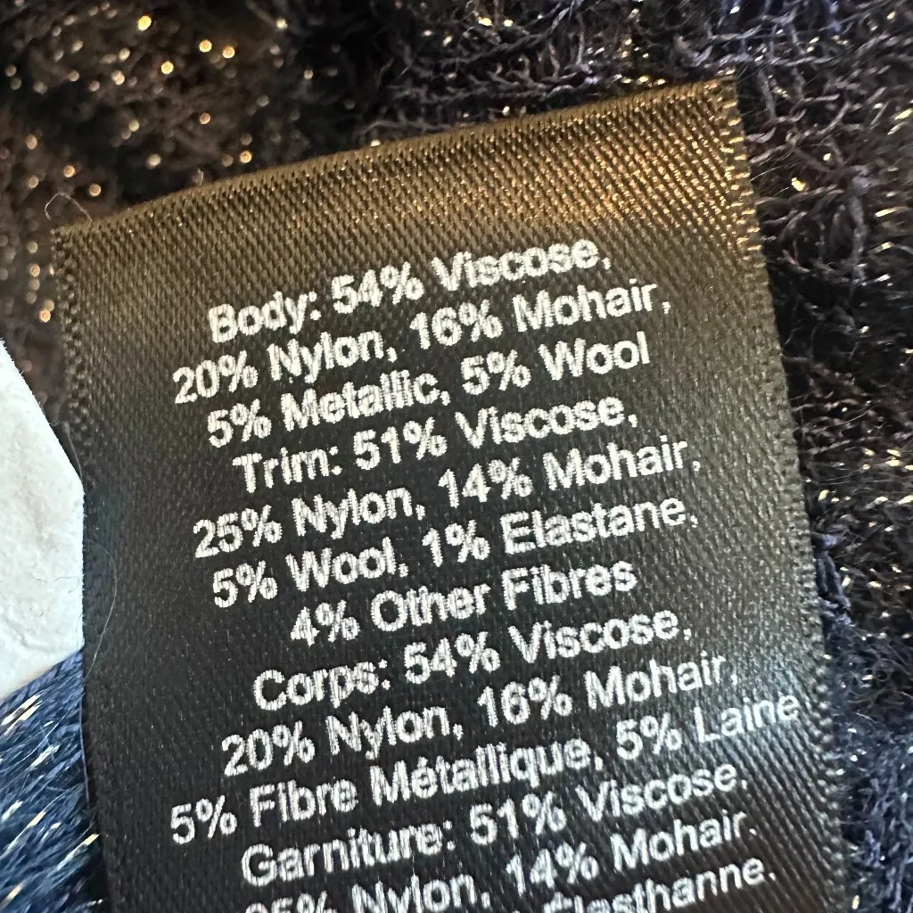 Babaton 1-01 Pullover Sweater Navy Silver Metallic Stretch Size Medium NWOT - Image 12