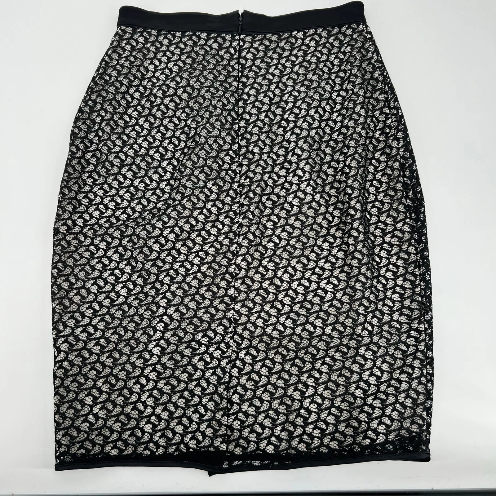 REISS 'MERIDA' BLACK LACE PENCIL SKIRT jacquard knit neutral classic size US 4 - Image 6