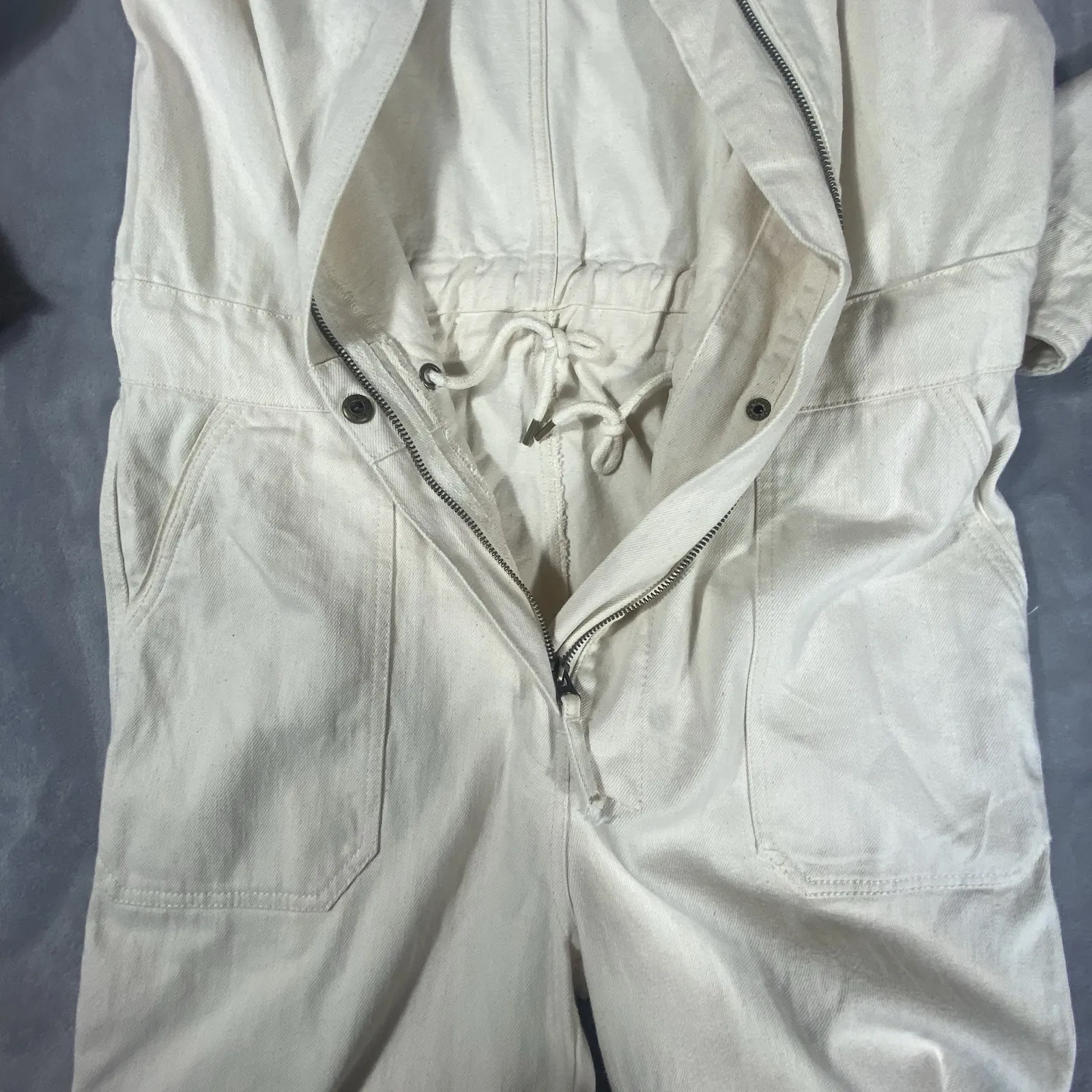 Faherty Jumpsuit Womens Large  Overland‎ Twill Cream Long Sleeve Organic Cotton - Image 10