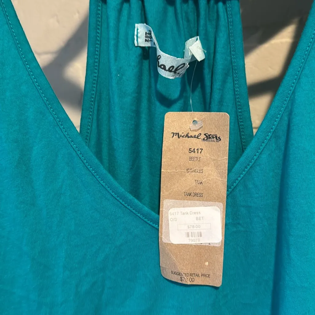 Michael Stars dress green  Sleeveless Top NEW one size coverup beach - Image 2
