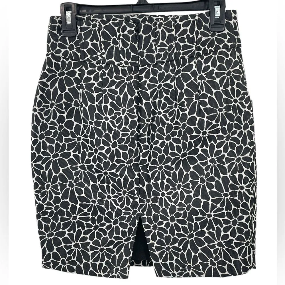 Anthropologie Maeve Skirt Size 2P Floral Jacquard Mini Midnight Blue or‎ Black - Image 2