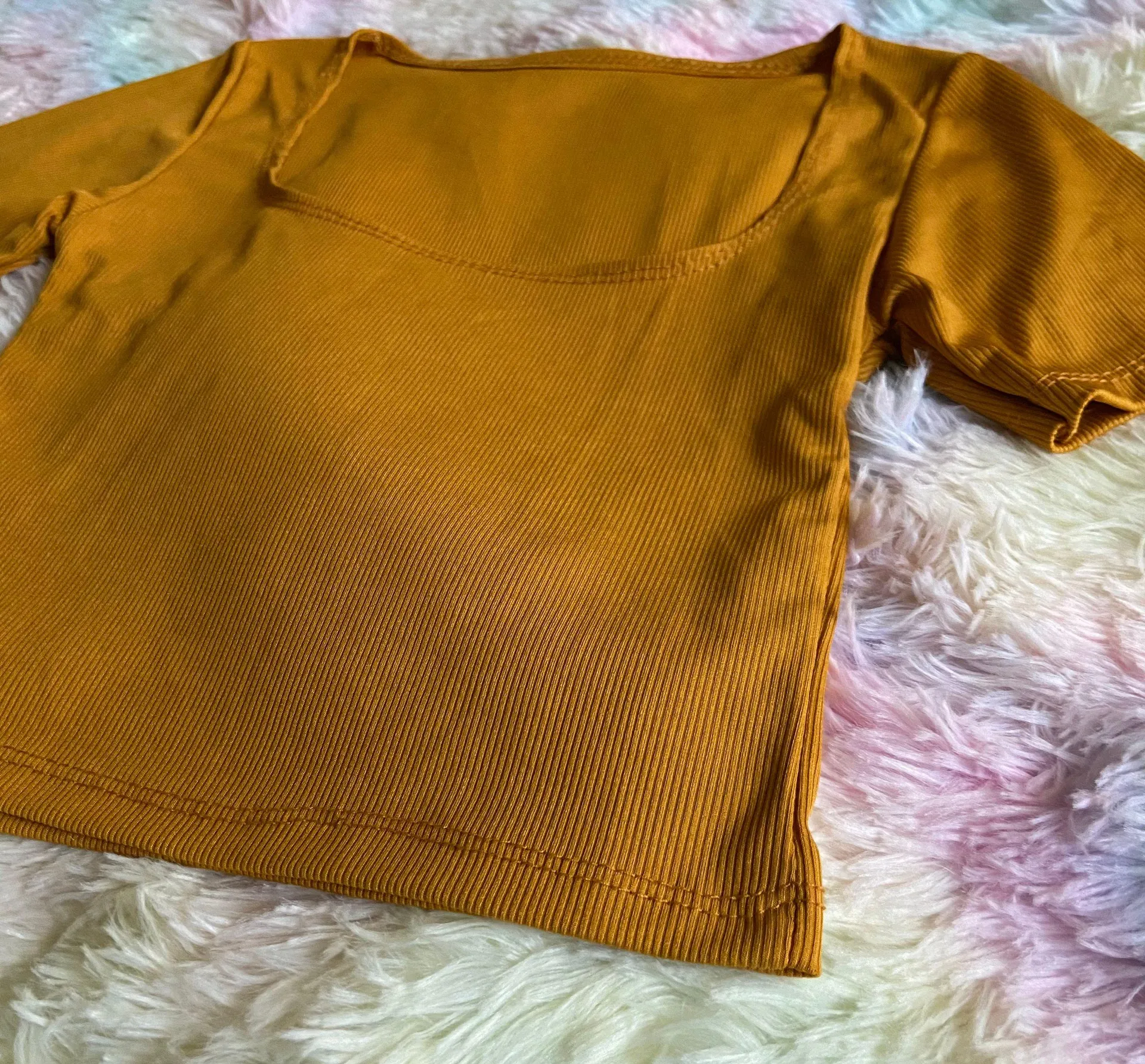 Square Neck Ribbed Crop Tee Size XS - Image 4