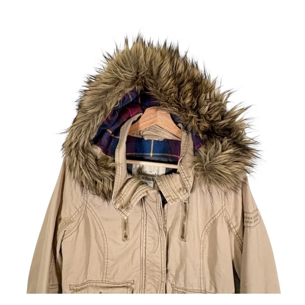 Vintage Abercrombie & Fitch Y2k Jacket with Faux Fur Trim Hood Size medium - Image 3