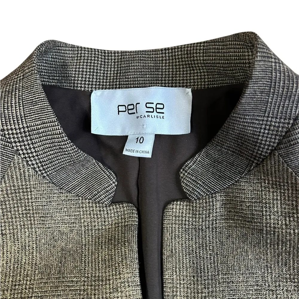 Per Se by Carlisle Gold and Brown Blazer Size 10 Herringbone Pattern - Image 4