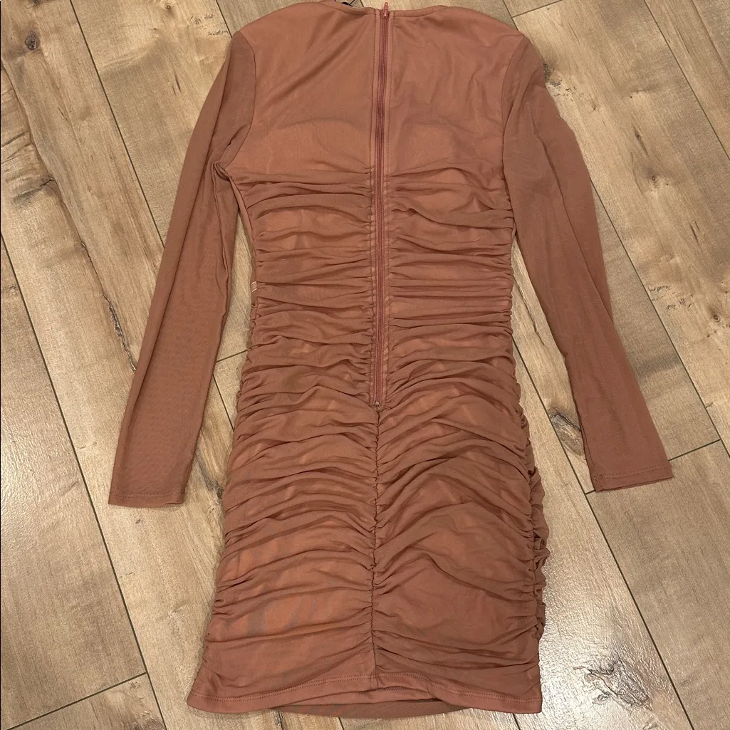 4/$25 NWT SHEIN TrendsL'Amorae Ruched Mesh Bustier Bodycon Dress Dusty Pink Sz L - Image 10