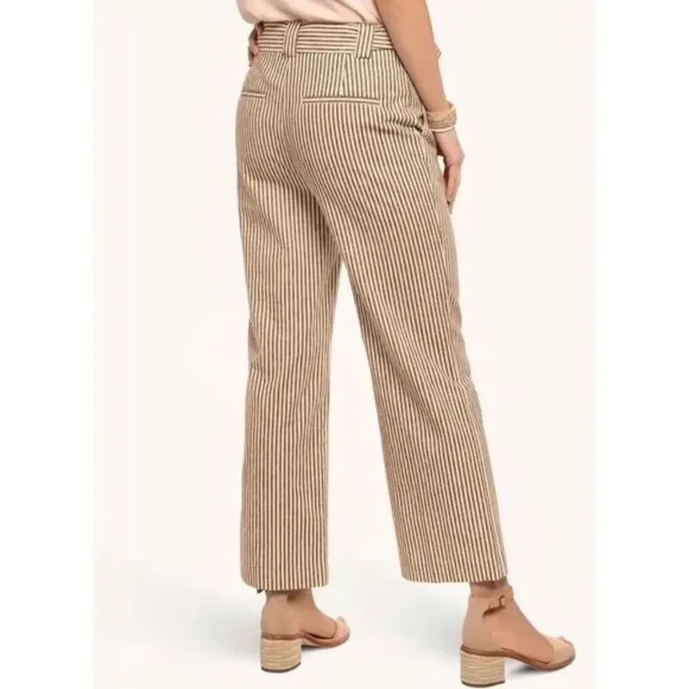 Spartina 449 Lawton Stripe Crop Pant in Tannin Stripe Hemp Cotton Blend Size 6 - Image 3