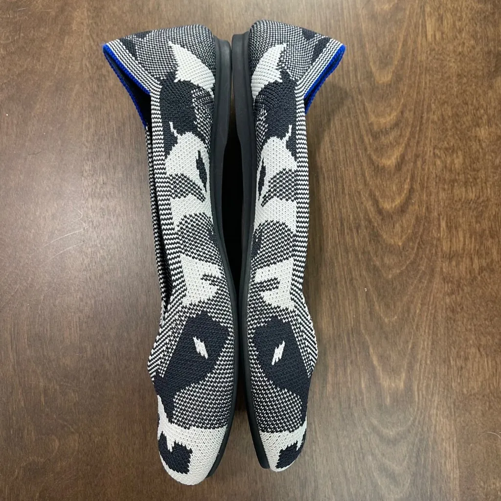 Rothy's The Round Toe Shoes Women's Size 9‎ Flats Winter Camo Print Black White - Image 9