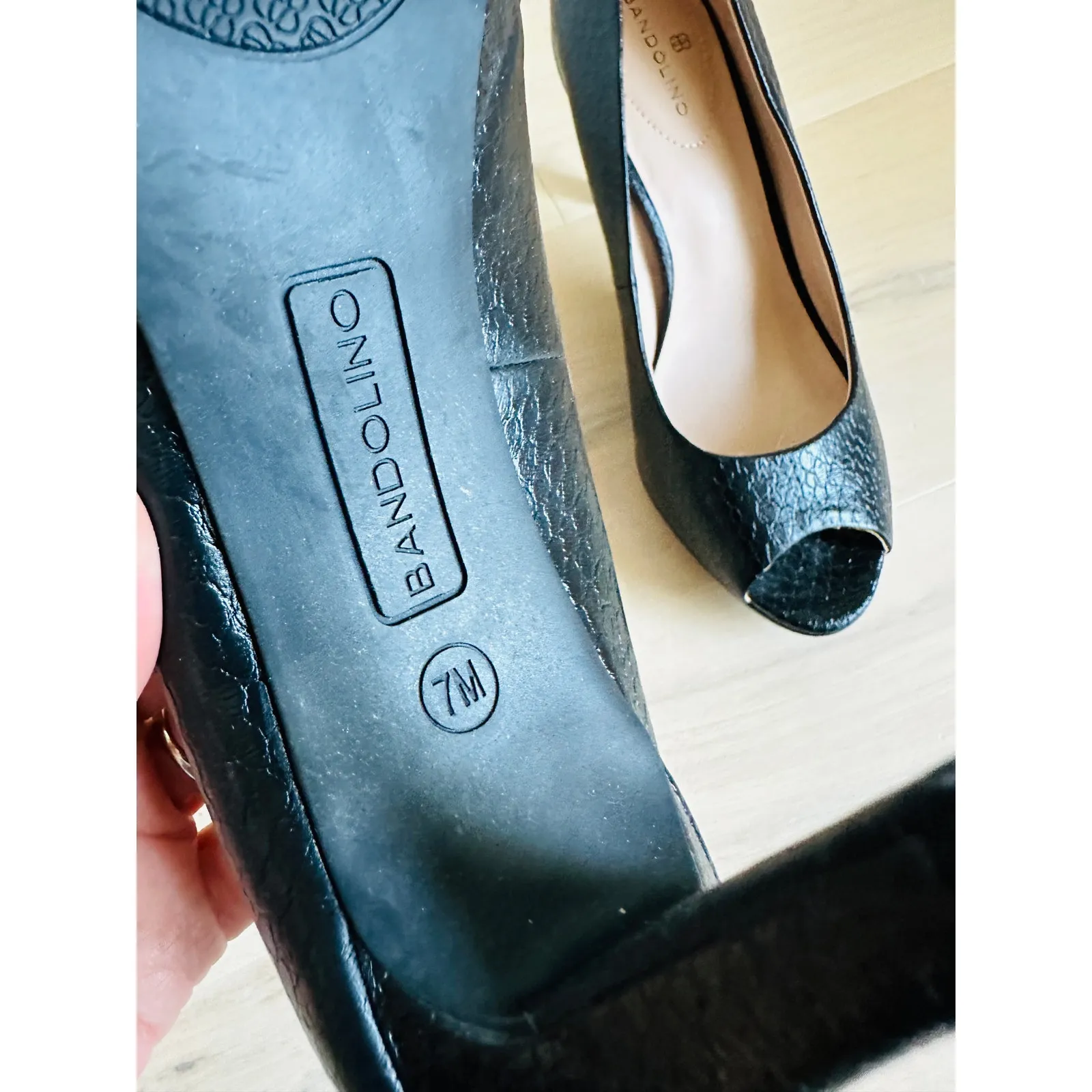 Bandalino Black Pumps Heels Size 7 Peep toe Classic Career Going out Shoes - Image 4