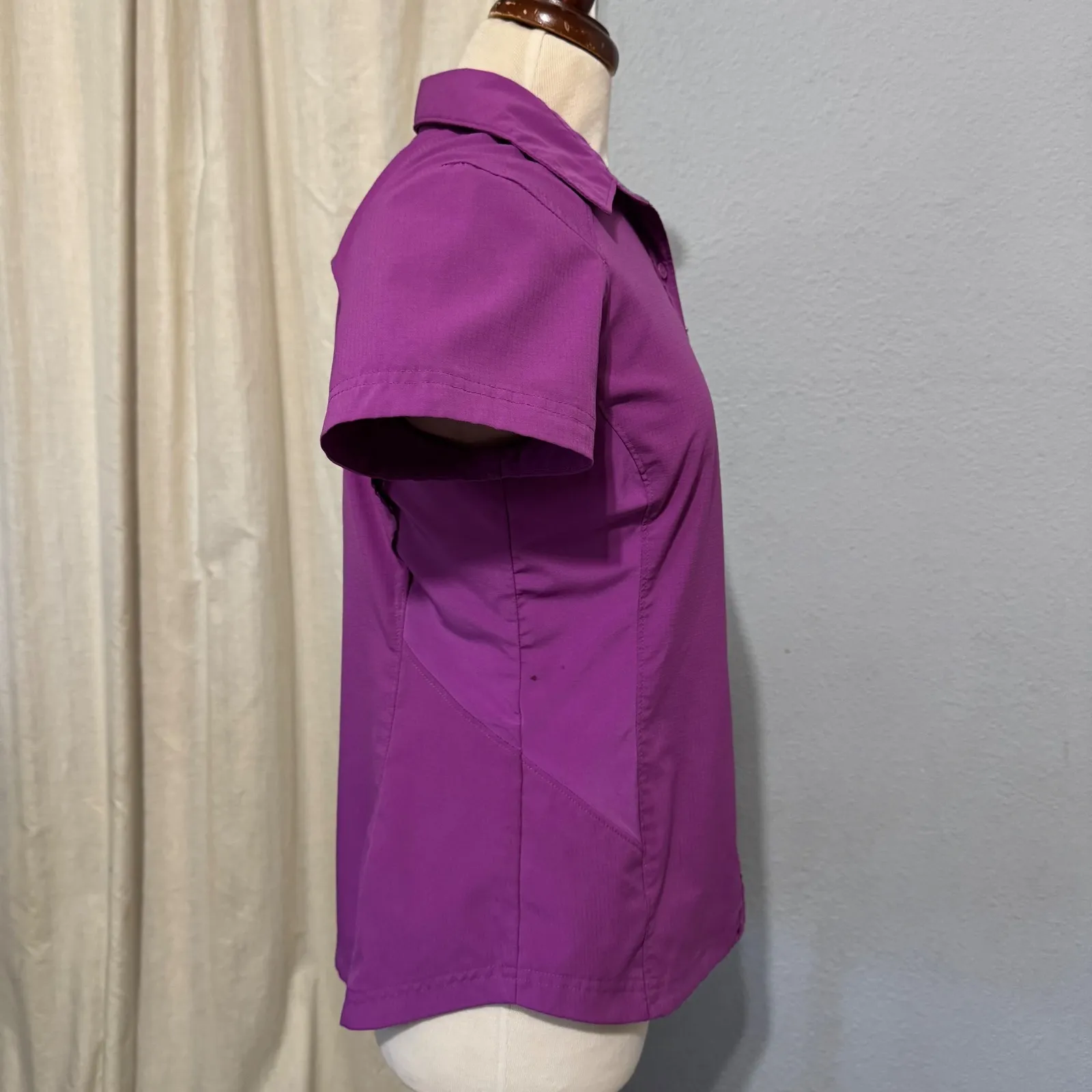 Columbia Women Purple Utility Short Sleeve Button Up Outdoor Shirt Size M - Image 3