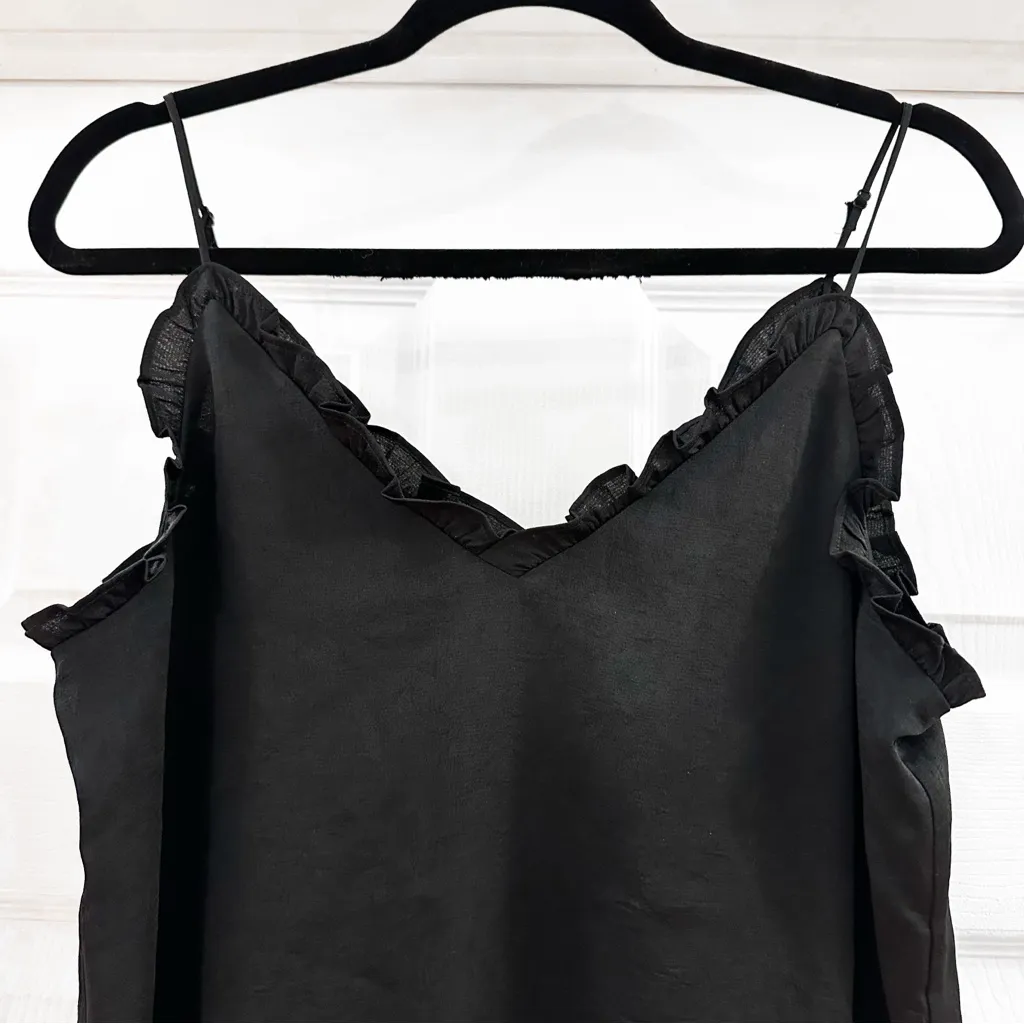 Express Ruffle Trim Satin Cami camisole Black sz Small - Image 4