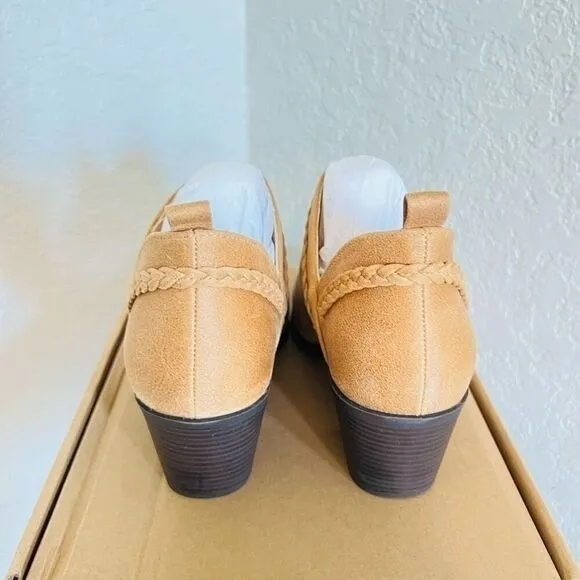JOURNEE COLLECTION Sophie Braided Strap Bootie, Block Heel, Tan, Size 7, NWT - Image 7