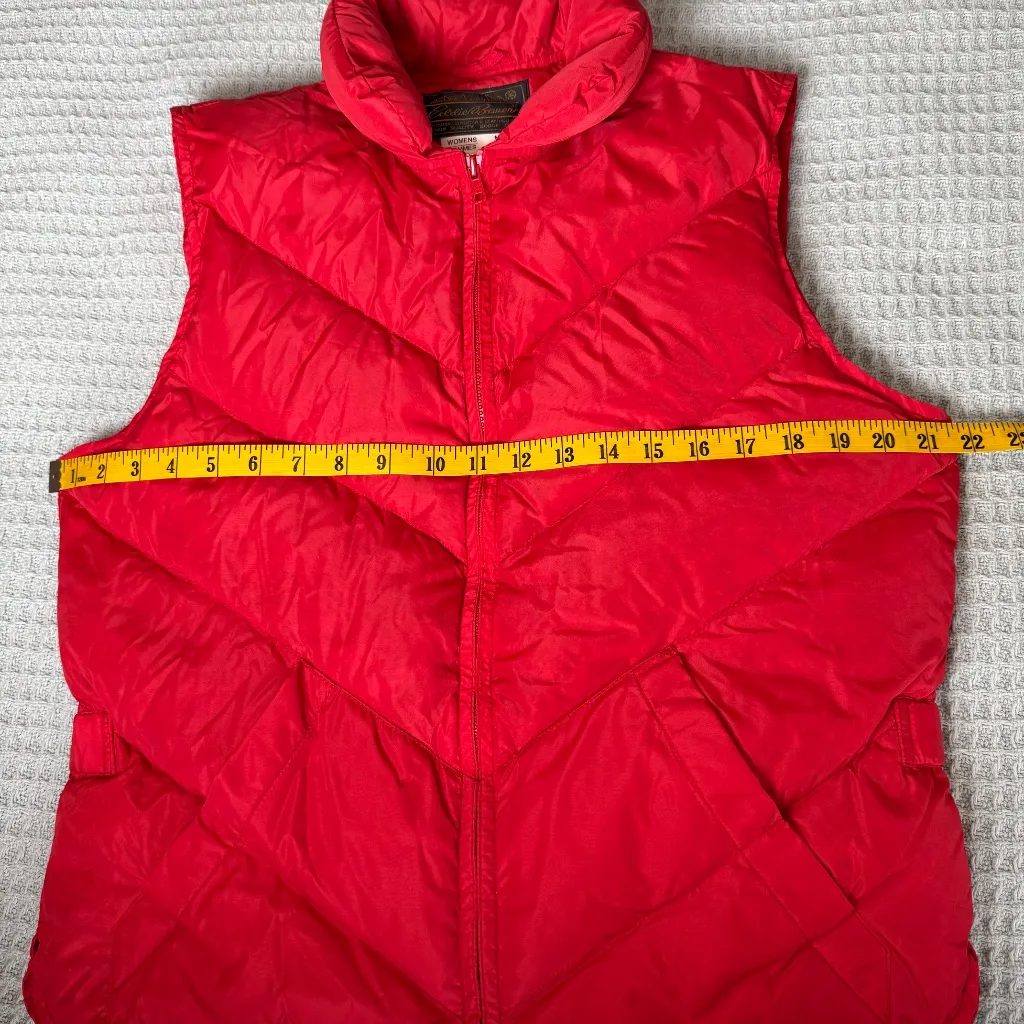 Vintage Eddie Bauer Goose Down Puffer Vest Womens Medium Red 80s 90s Winter Coat - Image 5