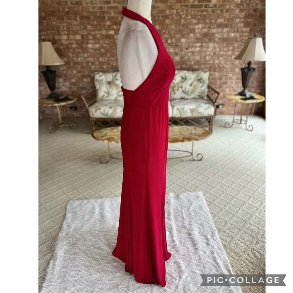 Morgan & Co. Red Open Back Halter Jersey Knit Evening Dress NWT 5 (Jrs) Size undefined - Image 5