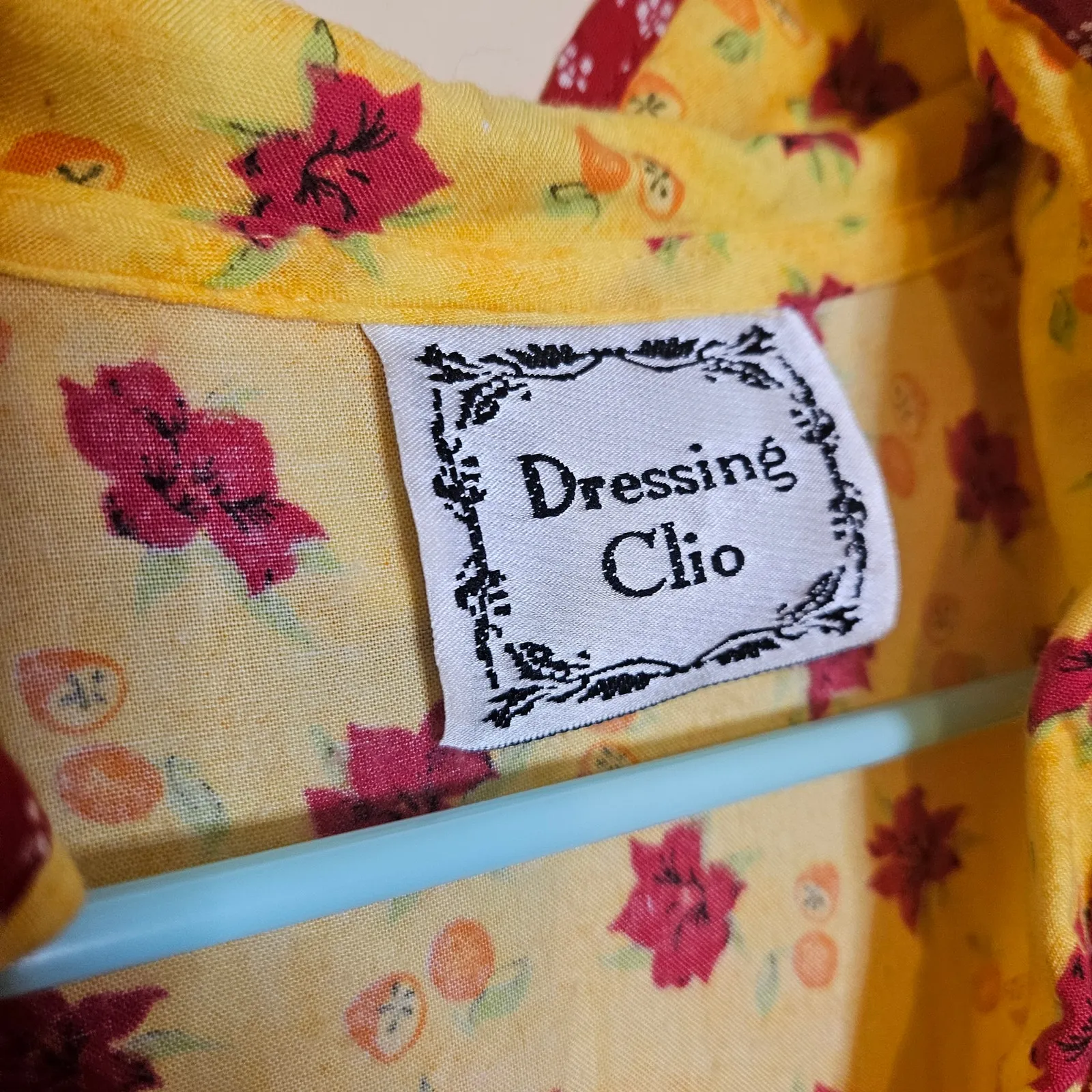 Dressing Clio Vintage Dress Yellow Red Size Medium M Floral Flower Summer Spring - Image 7